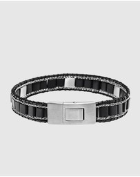 Nialaya Jewellery - Black Onyx Stud Bracelet with Silver