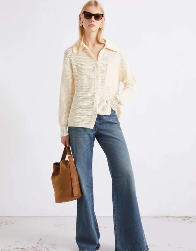 Marella - Cream Knit Collar Cardigan