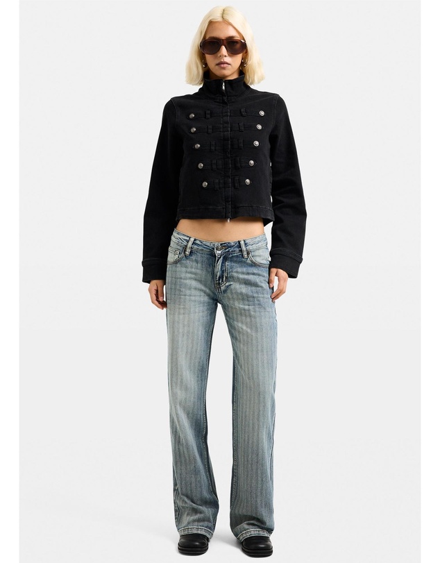 Neon Hart - Pelly Pinstripe Low Denim Jeans