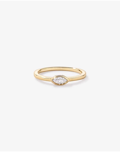 Michael Hill - Marquise Cut White Created Sapphire East-to-West Set Bezel Ring in 10kt Yellow Gold