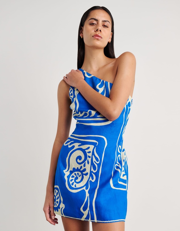Jag - Ceezee Asymmetric Linen Mini Dress