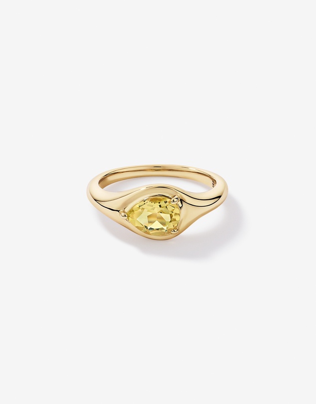 Michael Hill - Pear Cut Lemon Quartz East-to-West Set Ring in 10kt Yellow Gold