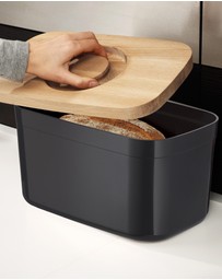 Joseph Joseph - Bread Bin with Bamboo Cutting Board Lid - Black