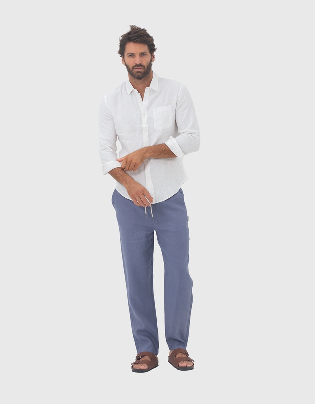 Coast Clothing - Long Sleeve Linen Shirt: White