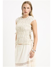 Subtitled - Belly Shirred Tie Top