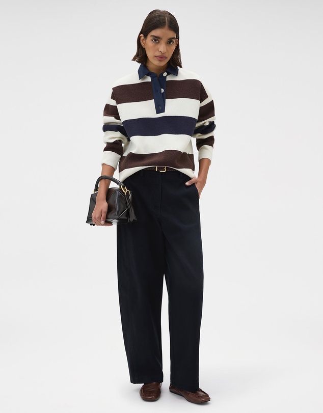 Oroton - Contrast Collar Rugby Knit Top