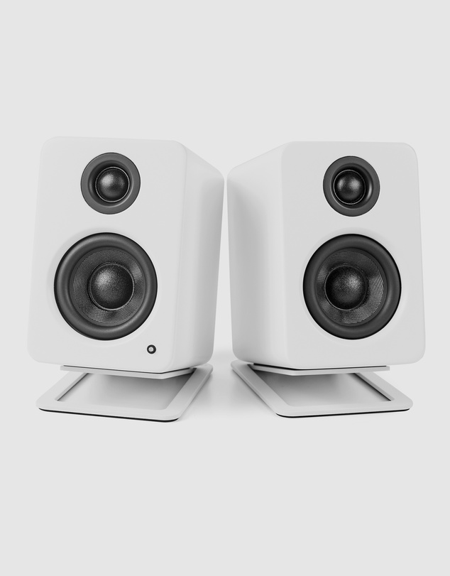 iWorld - Kanto S2W Angled Desktop Speaker Stands for Small Speakers - Pair, White