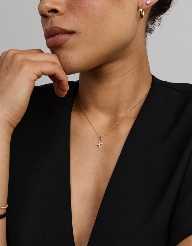 Michael Hill - Diamond Letter X Initial Pendant in 10kt Yellow Gold