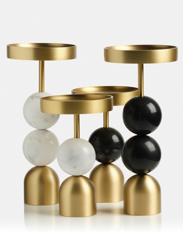 XRJ Celebrations - Arc Brass Candlestick White Small