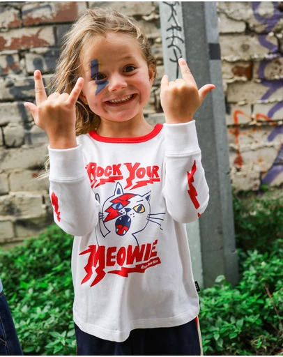 Rock Your Kid - Rock Your Meowie David Long Sleeve T-Shirt