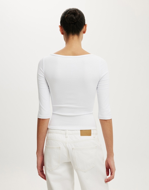 Cotton On - 90S Boatneck ¾ Sleeve