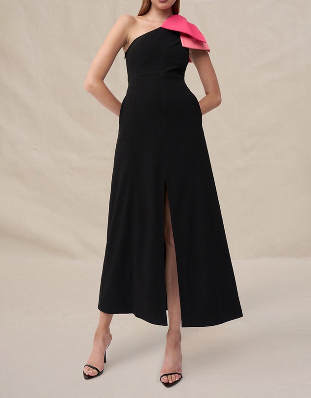 BY JOHNNY. - Black Tie Down Maxi Dress - ICONIC EXCLUSIVE