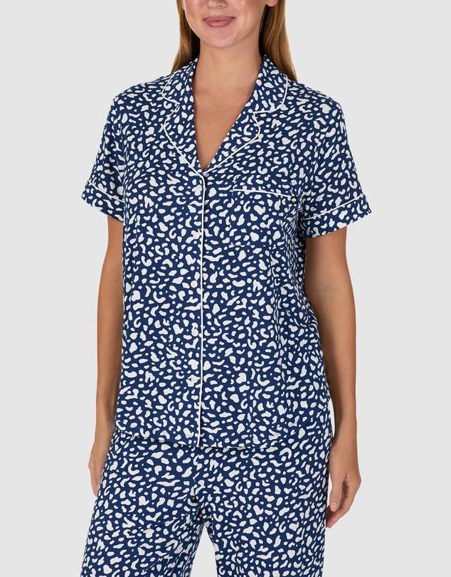 Kate Spade - Printed Modal Button Up Short Sleeve Long Pyjama Set