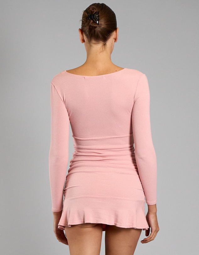 Love and Nostalgia - Ruby Cross Over Mini Dress - Pink