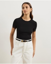 Atmos&Here - Sienna Short Sleeve Lace Jersey T-Shirt