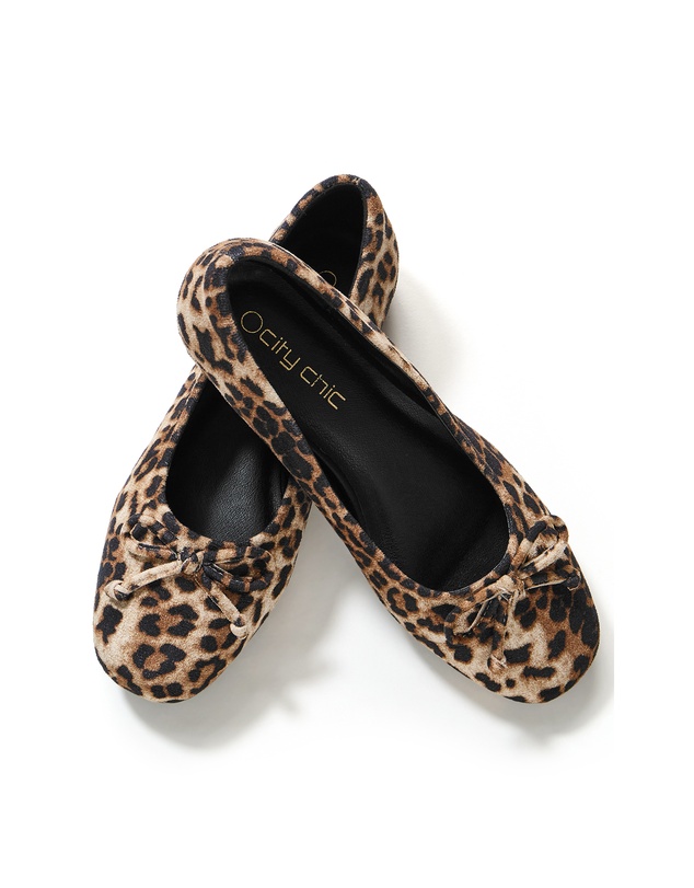 City Chic - WIDE FIT Aria Leopard Ballet Flat