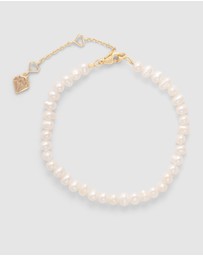 Wanderlust + Co - Beaded Pearl Gold Bracelet