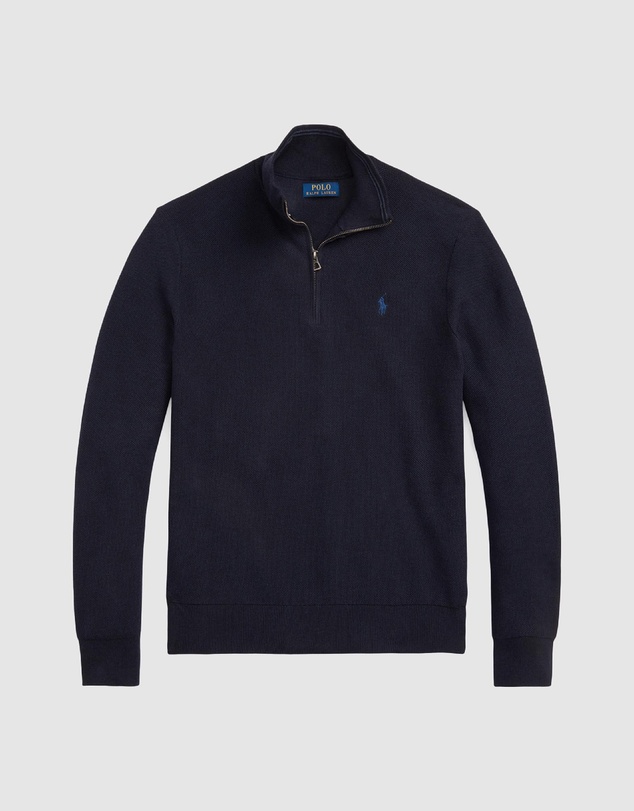 Polo Ralph Lauren - Mesh-Knit Cotton Quarter-Zip Sweater