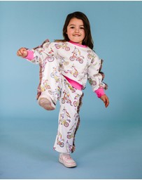 Rock Your Kid - Unicorn Bike Funky Fringe Track Pant in Cream