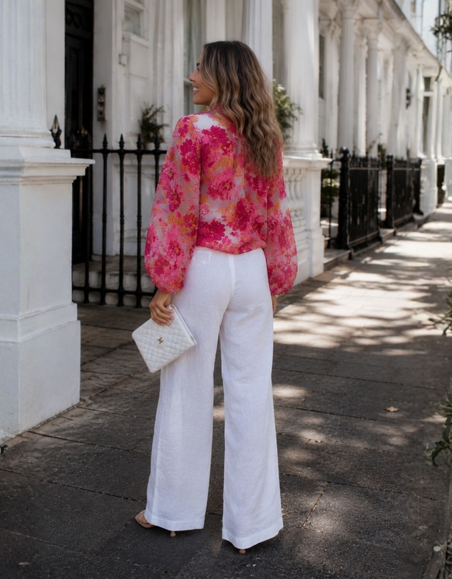 Esther & Co - Janette Shirt - Pink and White Floral