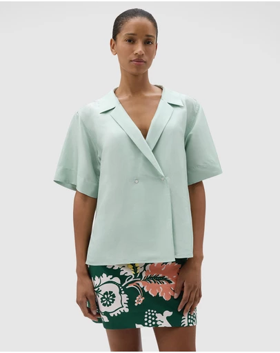 Oroton - SS Silk Wrap Shirt