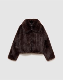 M.N.G - Faux-Fur Jacket With Zip