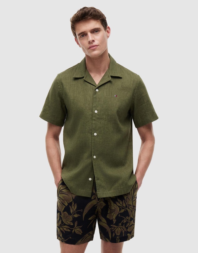 Tommy Hilfiger - Regular Fit Linen Blend Short Sleeve Shirt