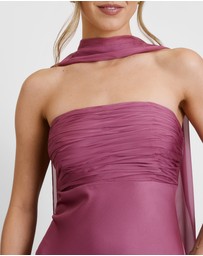 Six Stories - Chiffon Bandeau Satin Maxi Dress