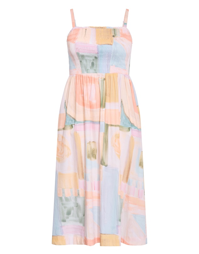 City Chic - Jolie Trance Print Shirred Midi Dress