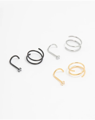 Lovisa - Mixed Surgical Steel Nose Ring & Stud 6-Pack