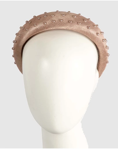 Max Alexander - Taupe Sinamay Racing Fascinator Headband