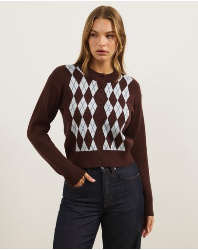 Chocolate & Blue Argyle