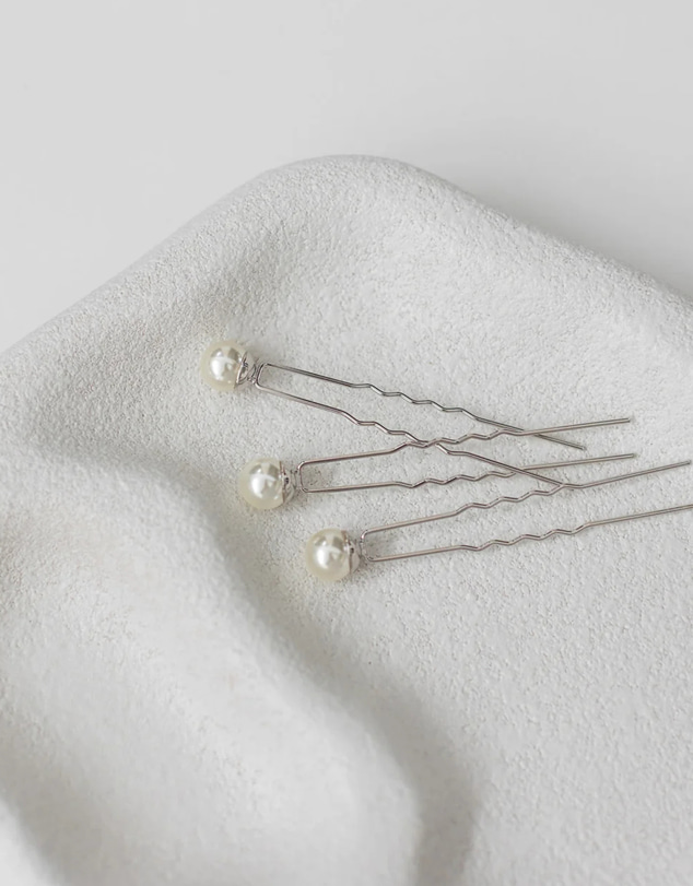 The White Collection - Mila - 10mm Pearl Bridal Hair Pin Trio
