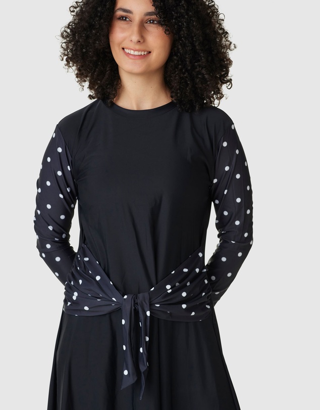 Modest Mermaid - Classic Dot tie front dress SPF50+
