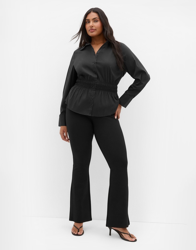 City Chic - Plus size Shirred Waist Shirt - black