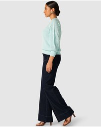SACHA DRAKE - 3/4 Sleeve Ripple Knit Top