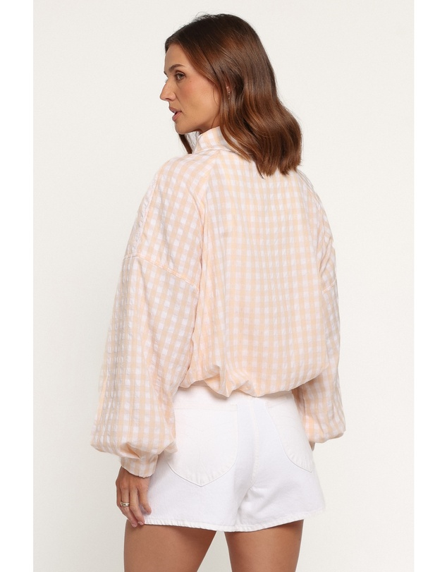 Petal & Pup - Bevin Lightweight Bomber Jacket - Peach Gingham