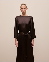 Trenery - Satin Belted Column Dress in Coffee Bean
