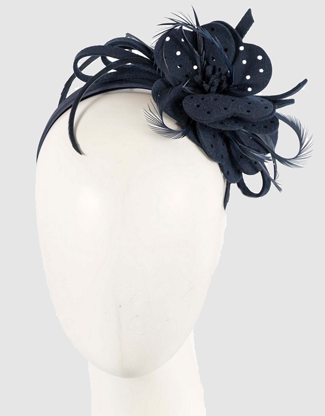 Max Alexander - Felt Navy Flower Fascinator