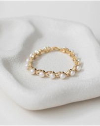 The White Collection - Simone - Gold Pearl Bridal Bracelet