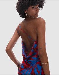 TOPSHOP - Asymmetric One Shoulder Open Back Midi Occasion Dress