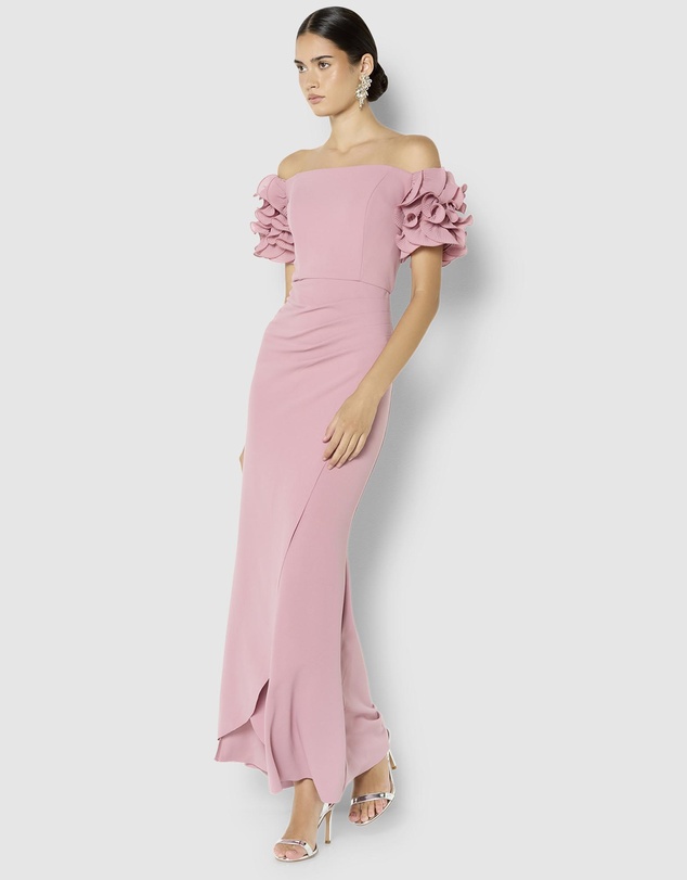 Montique - Diana Ruffle Sleeve Gown