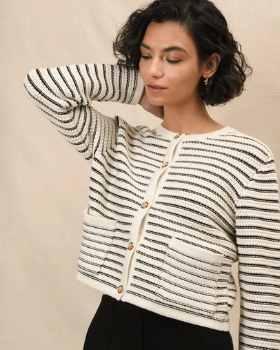 Forcast - Hollis Texture Stripe Cardigan
