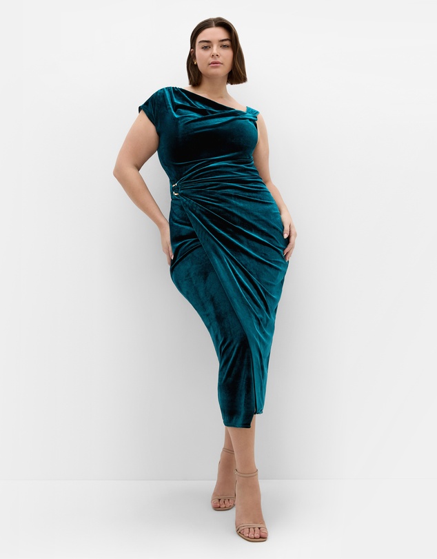City Chic - Vivi Velour Midi Dress