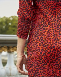 Sosandar - Leopard Print Shirred Sleeve Shift Dress