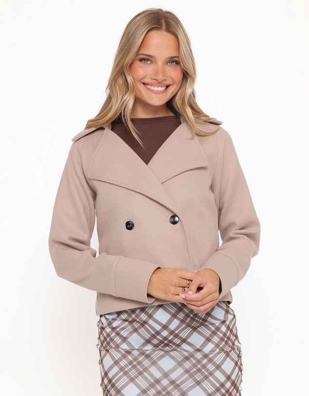 Petal & Pup - Saylor Cropped Car Coat - Oatmeal