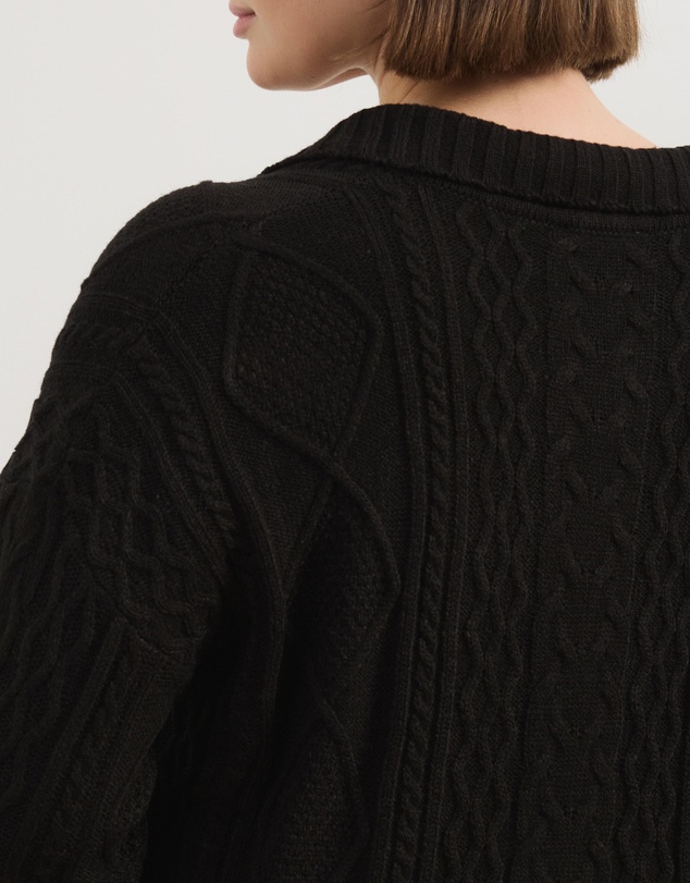 Atmos&Here Curvy - Faye Cable Knit Pullover With Collar