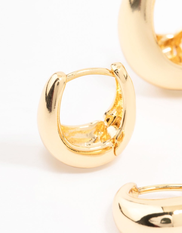 Lovisa - Gold Plated Small & Medium Oval Huggie Earrings
