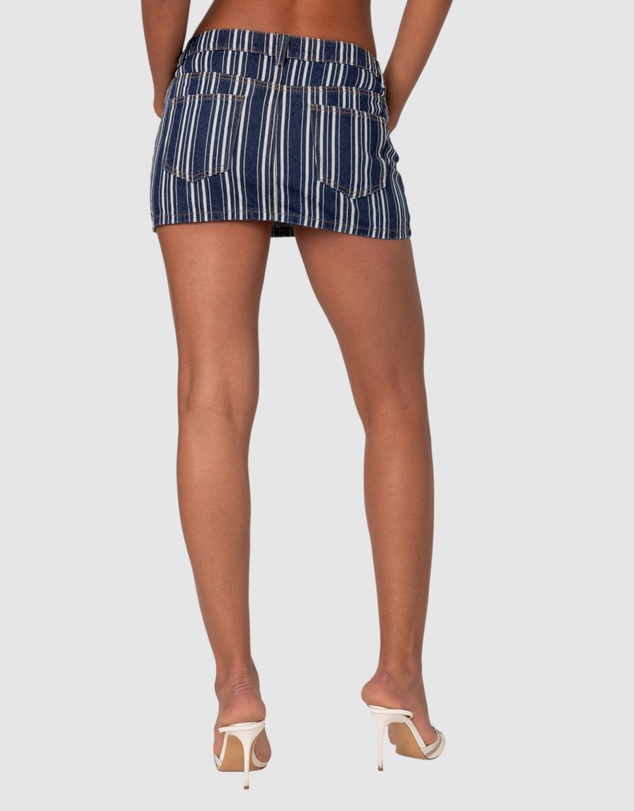 EDIKTED - Inez Striped Denim Mini Skirt