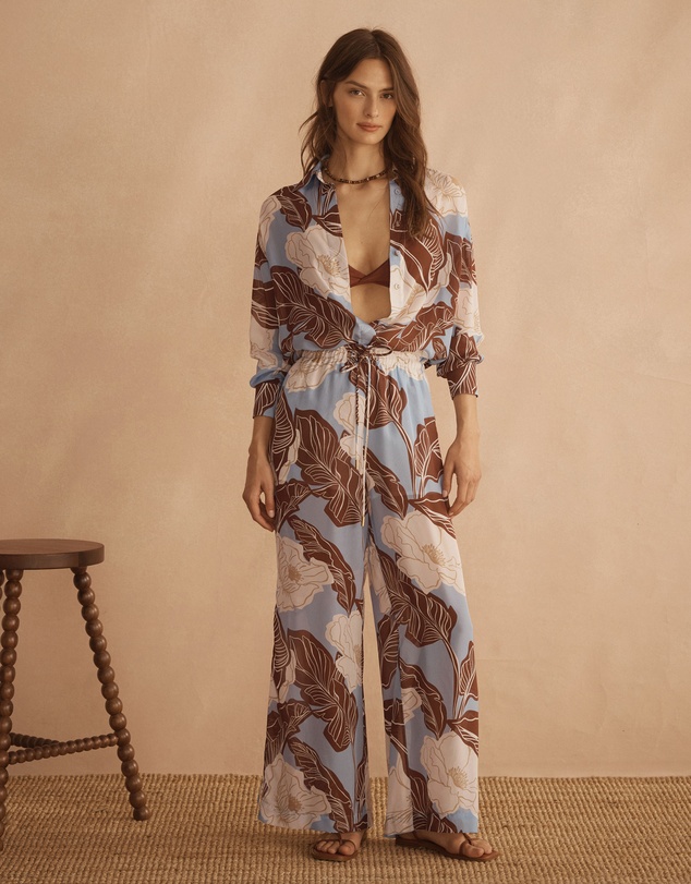 AUR OCEA - Silk Gathered Wide Leg Pants